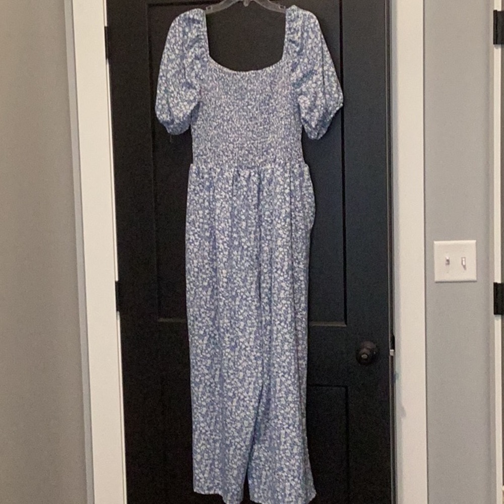 Blue floral romper
